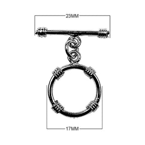 Wholesale Black Rhodium Overlay circular toggle clasp with wrapped detailing, handcrafted in India.