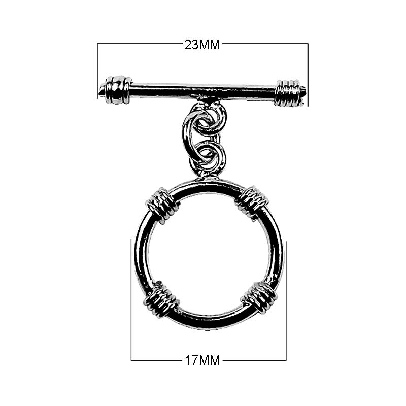Wholesale Black Rhodium Overlay circular toggle clasp with wrapped detailing, handcrafted in India.