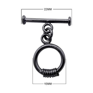Wholesale Black Rhodium Overlay toggle clasp with coil-wrapped circular ring, handcrafted in India.