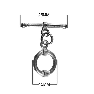 Wholesale Black Rhodium Overlay toggle clasp with double wrapped circular ring and bar, handcrafted in India.