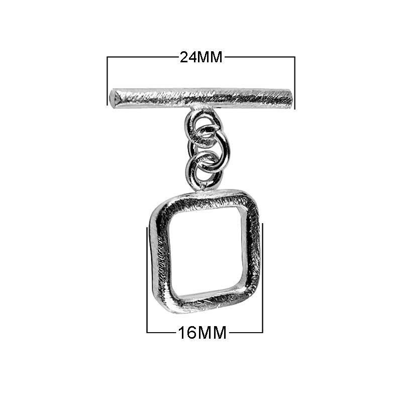 Wholesale Black Rhodium Overlay square toggle clasp with polished finish, handcrafted in India.