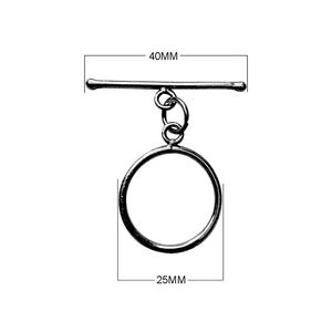 Wholesale Black Rhodium Overlay toggle clasp with circular ring and slim bar, handcrafted in India.