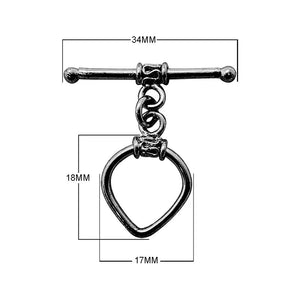 Wholesale Black Rhodium Overlay teardrop toggle clasp with wrapped detailing and bar, handcrafted in India.