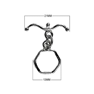 Wholesale Black Rhodium Overlay hexagon toggle clasp with curved bar, handcrafted in India.