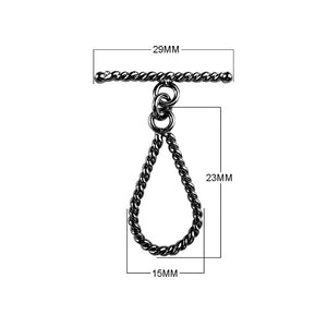 Wholesale Black Rhodium Overlay teardrop twisted toggle clasp with matching bar, handcrafted in India.