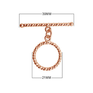 Wholesale Rose Gold Overlay Toggle Clasp handcrafted in India with twisted rope design