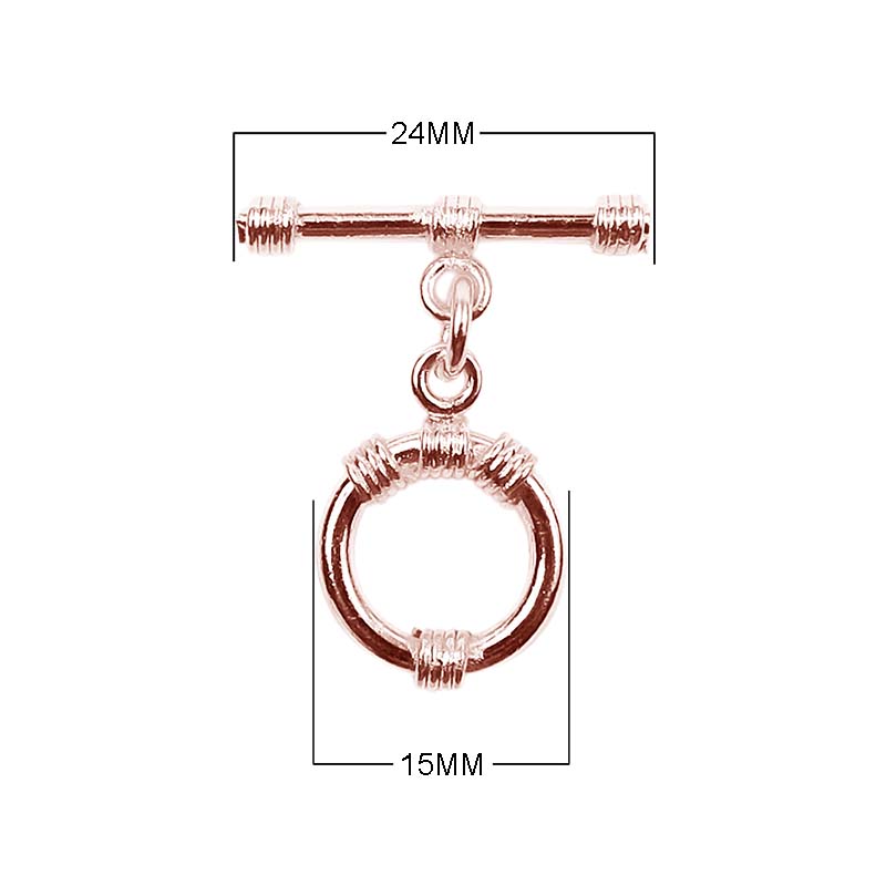 Wholesale Rose Gold Overlay Toggle Clasp handcrafted in India with circular wrapped design