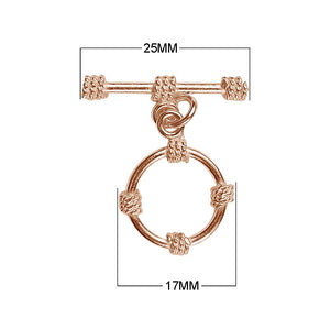Wholesale Rose Gold Overlay Toggle Clasp handcrafted in India with circular rope-wrapped design