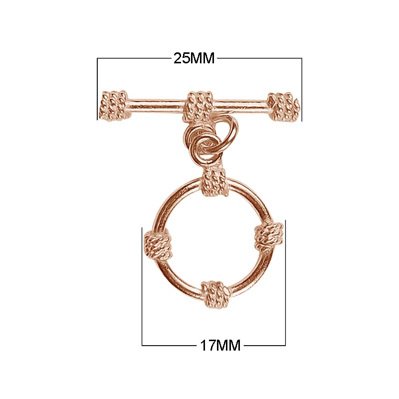 Wholesale Rose Gold Overlay Toggle Clasp handcrafted in India with circular rope-wrapped design