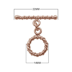Wholesale Rose Gold Overlay Toggle Clasp handcrafted in India with rope-inspired circular design