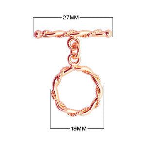 Wholesale Rose Gold Overlay Toggle Clasp handcrafted in India with twisted rope circular design