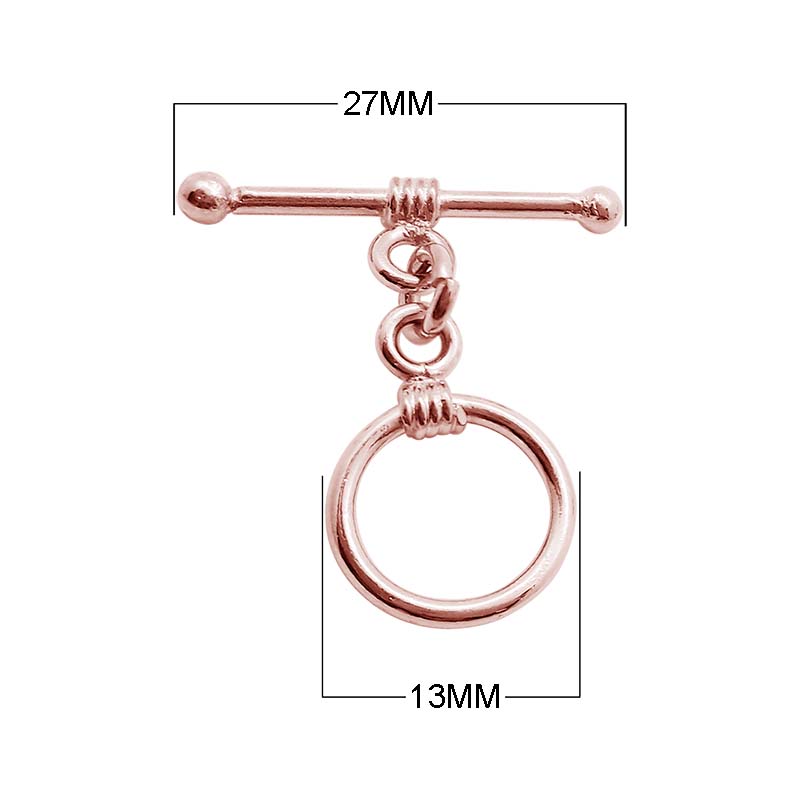 Wholesale Rose Gold Overlay Toggle Clasp handcrafted in India with circular wrapped design