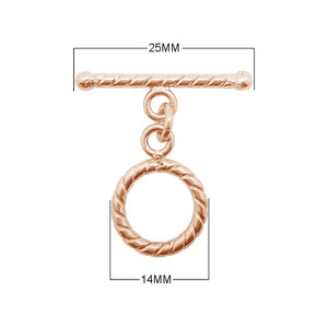 Wholesale Rose Gold Overlay Toggle Clasp handcrafted in India with rope-pattern circular design