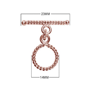 Wholesale Rose Gold Overlay Toggle Clasp handcrafted in India with twisted rope design