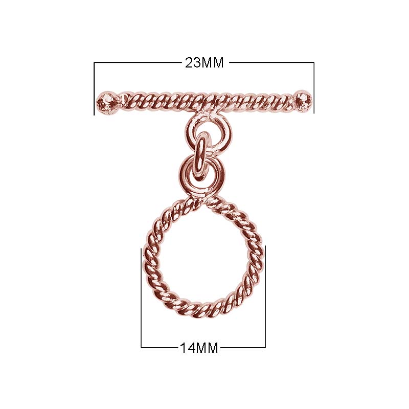 Wholesale Rose Gold Overlay Toggle Clasp handcrafted in India with twisted rope design