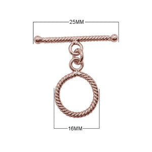 Wholesale Rose Gold Overlay Toggle Clasp handcrafted in India with rope-textured circular design