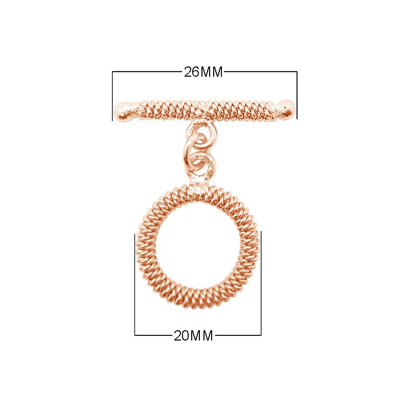 Wholesale Rose Gold Overlay Toggle Clasp handcrafted in India with spiral rope circular design