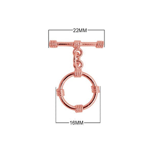 Wholesale Rose Gold Overlay Toggle Clasp handcrafted in India with circular wrapped accent design
