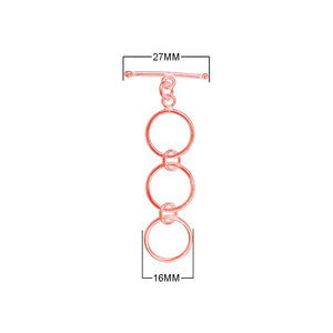 Wholesale Rose Gold Overlay Toggle Clasp handcrafted in India with triple-ring linked design