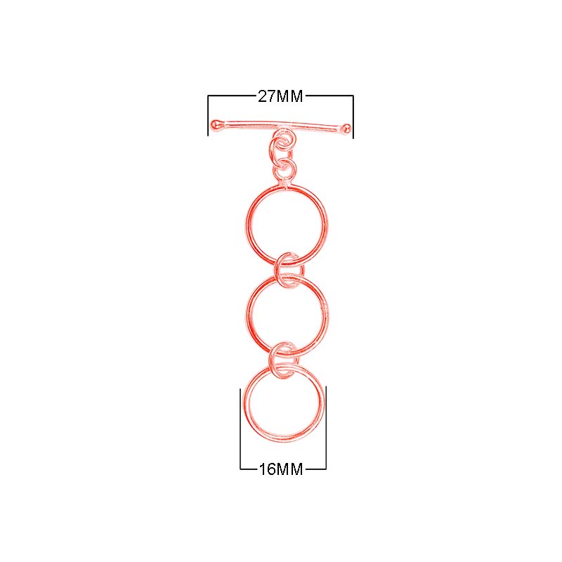 Wholesale Rose Gold Overlay Toggle Clasp handcrafted in India with triple-ring linked design