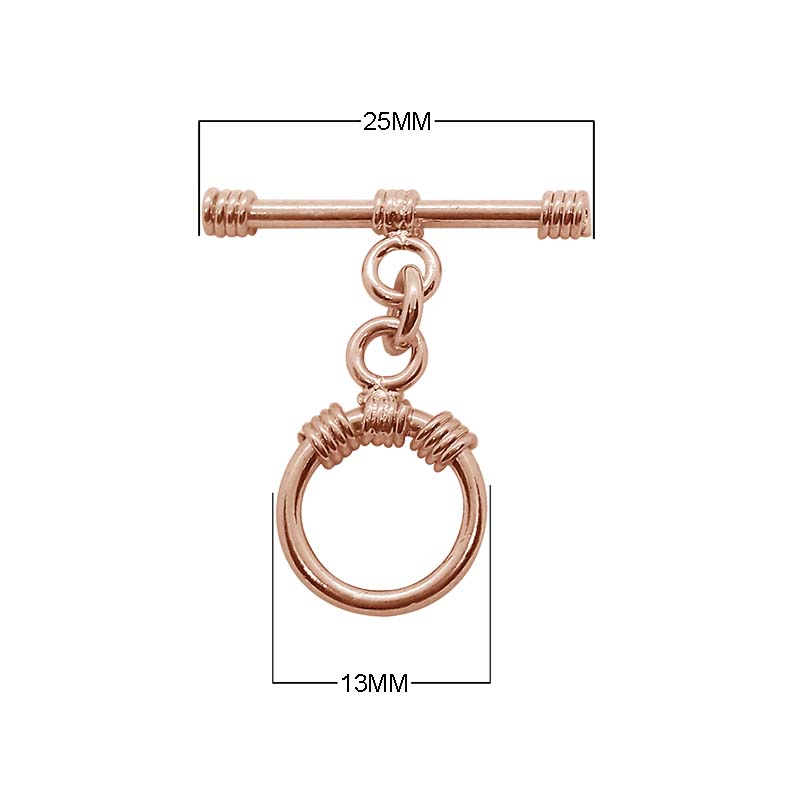 Wholesale Rose Gold Overlay Toggle Clasp handcrafted in India with circular wrapped accent design
