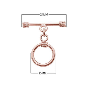 Wholesale Rose Gold Overlay Toggle Clasp handcrafted in India with decorative bar and loop design
