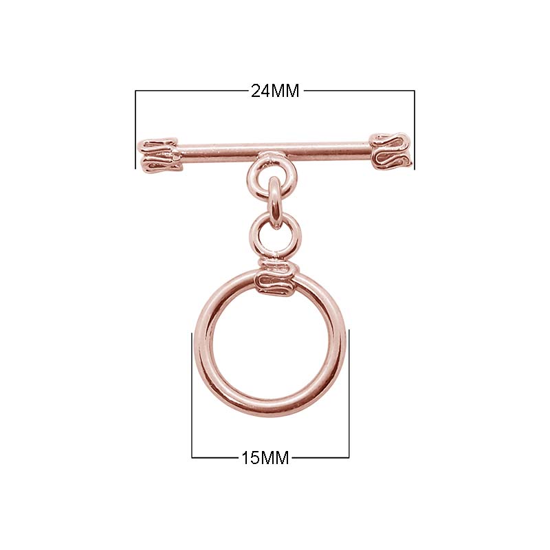 Wholesale Rose Gold Overlay Toggle Clasp handcrafted in India with decorative bar and loop design