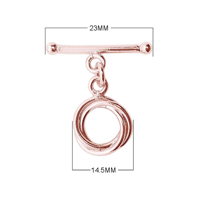 Wholesale Rose Gold Overlay Toggle Clasp handcrafted in India with double-ring loop design
