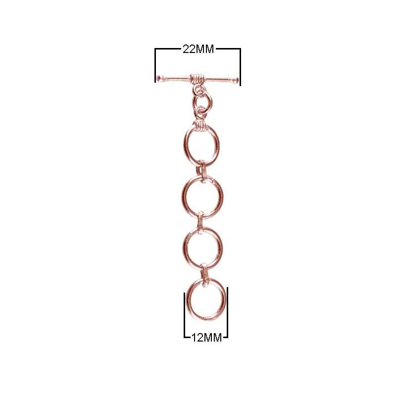 Wholesale Rose Gold Overlay Toggle Clasp handcrafted in India with multi-ring chain design