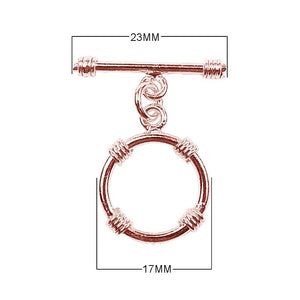 Wholesale Rose Gold Overlay Toggle Clasp handcrafted in India with circular loop and four wrapped accents