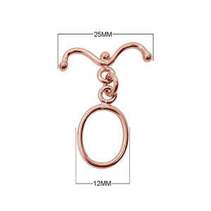 Wholesale Rose Gold Overlay Toggle Clasp handcrafted in India with curved bar and oval loop design