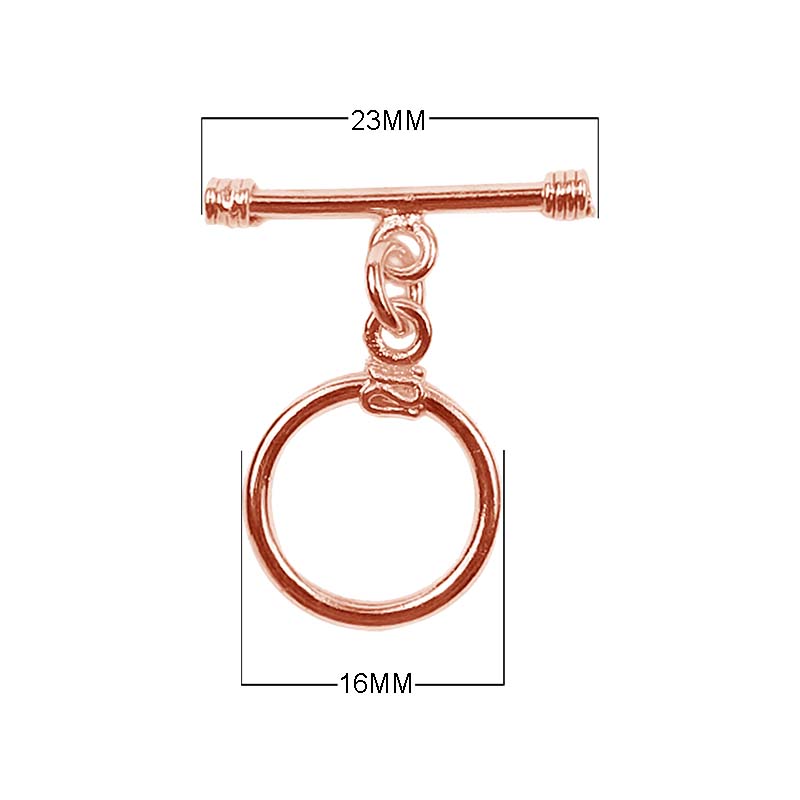 Wholesale Rose Gold Overlay Toggle Clasp handcrafted in India with round loop and wrapped bar design