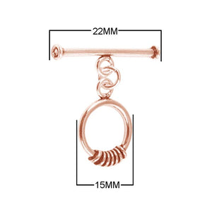 Wholesale Rose Gold Overlay Toggle Clasp handcrafted in India with spiral wrapped loop and smooth bar design
