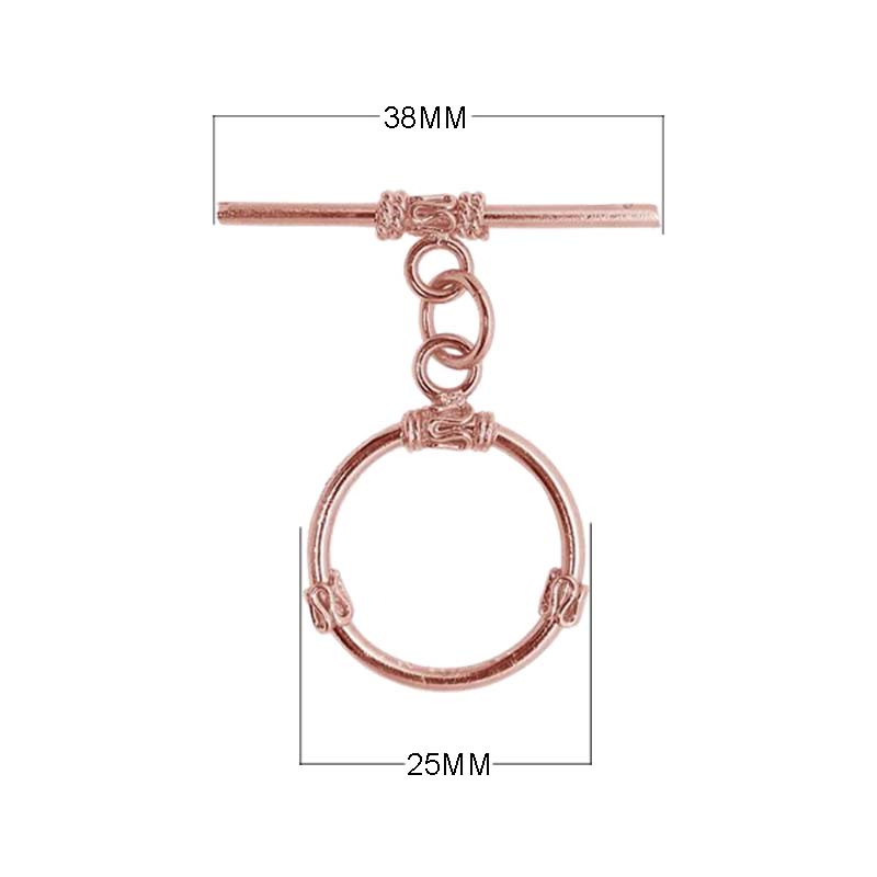 Wholesale Rose Gold Overlay Toggle Clasp handcrafted in India with round loop and detailed accents