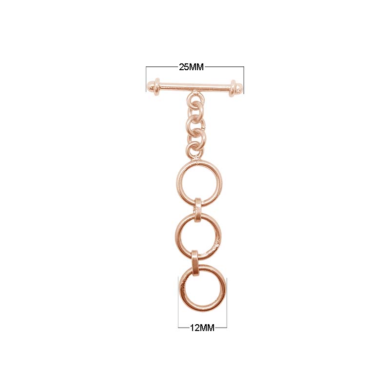 Wholesale Rose Gold Overlay Toggle Clasp handcrafted in India with triple loop chain design