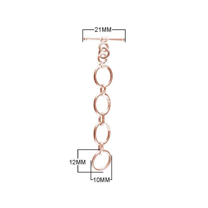 Rose Gold Overlay Toggle Clasp with oval link design for wholesale jewelry making.