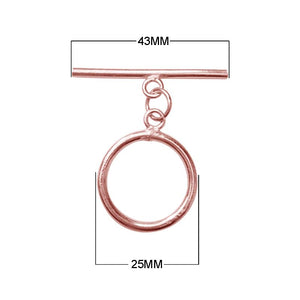 Rose Gold Overlay toggle clasp with polished circular loop for wholesale jewelry.