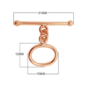 Rose Gold Overlay toggle clasp with oval loop and polished bar for wholesale jewelry supply.