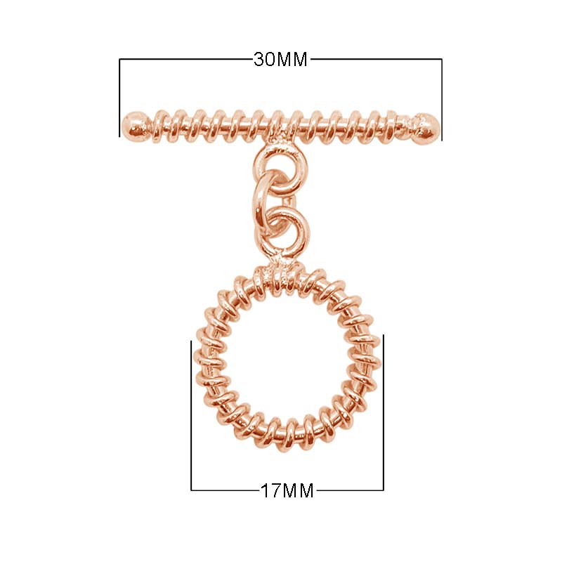 Rose Gold Overlay toggle clasp with textured circular loop and detailed bar for wholesale jewelry supply.