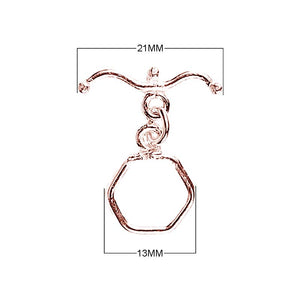 Rose Gold Overlay hexagon toggle clasp with polished finish for wholesale jewelry findings.