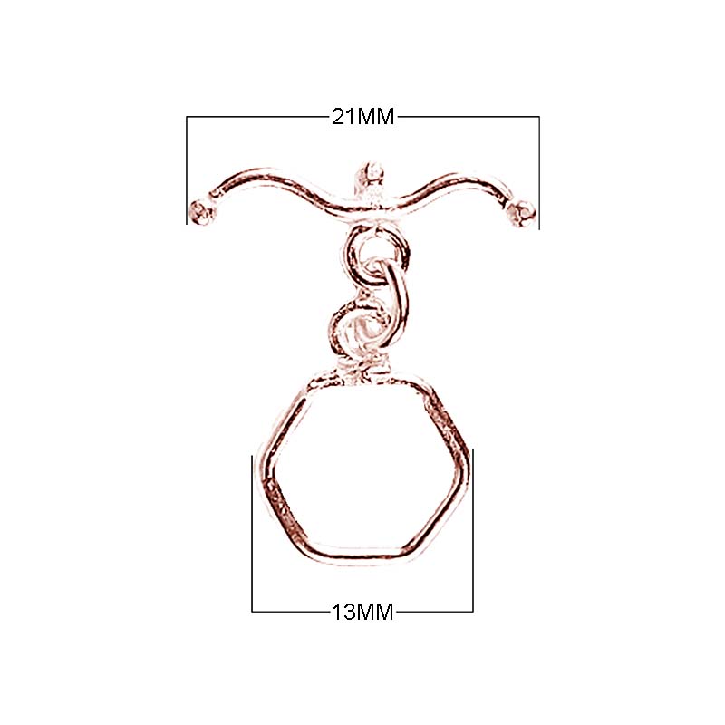 Rose Gold Overlay hexagon toggle clasp with polished finish for wholesale jewelry findings.