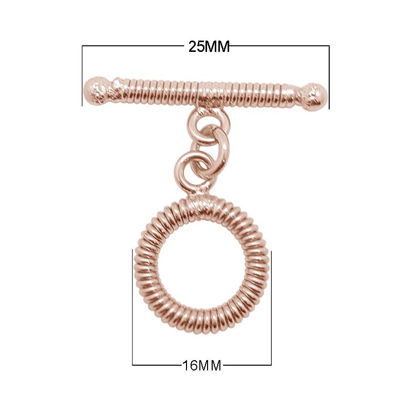 Rose Gold Overlay toggle clasp with coil-textured circular loop and polished bar for wholesale jewelry components.
