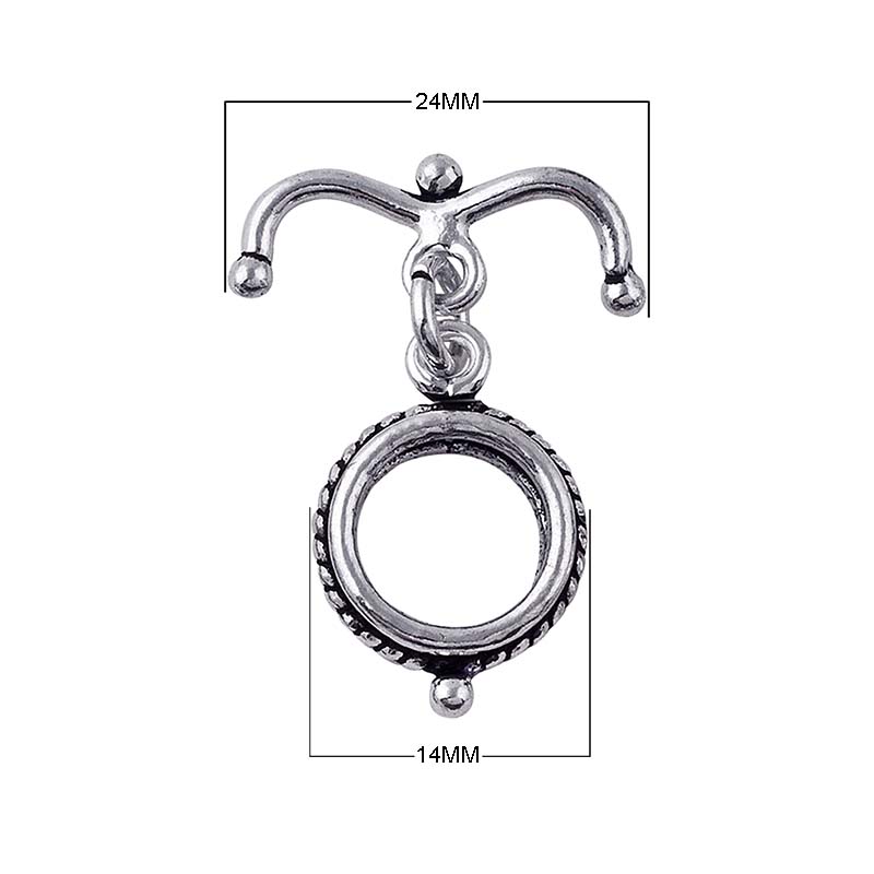 Wholesale silver overlay rope-edge toggle clasp for jewelry making