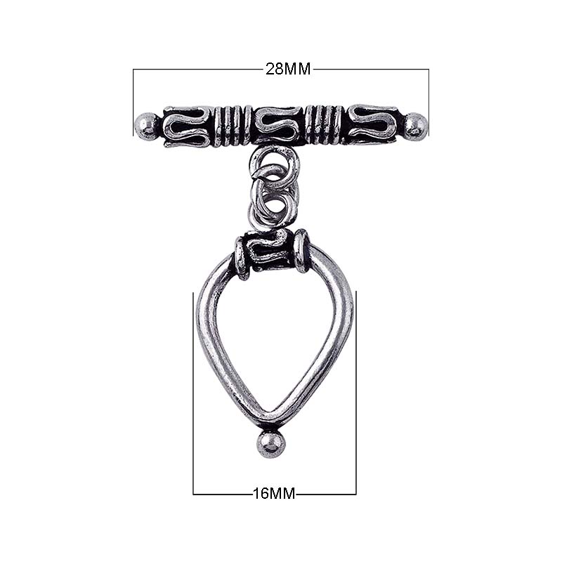 Handcrafted Silver Overlay teardrop hook and bar clasp, jewelry making accessory for DIY bracelets and necklaces.