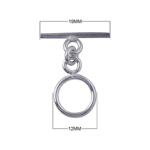 Silver Overlay smooth round toggle clasp – wholesale bulk jewelry findings from Bali, ideal for bracelets and necklaces.