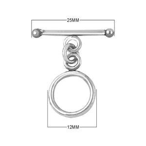 Silver Overlay classic bar and round ring toggle clasp – wholesale bulk jewelry findings from Bali for bracelets and necklaces.