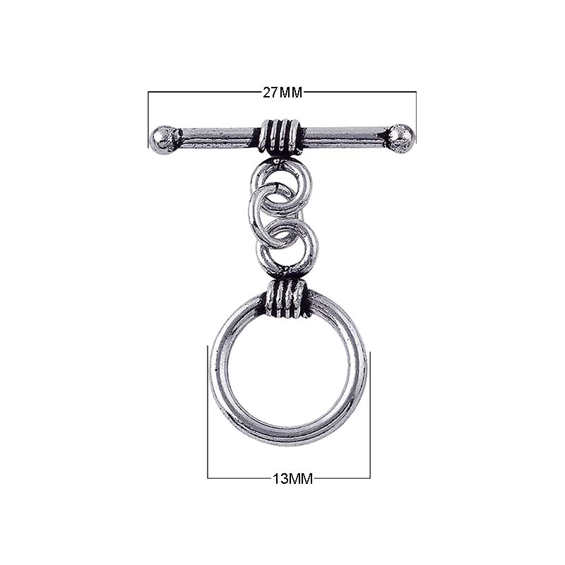 Silver Overlay wire-wrapped toggle clasp – wholesale bulk jewelry findings from Bali for bracelets and necklaces.