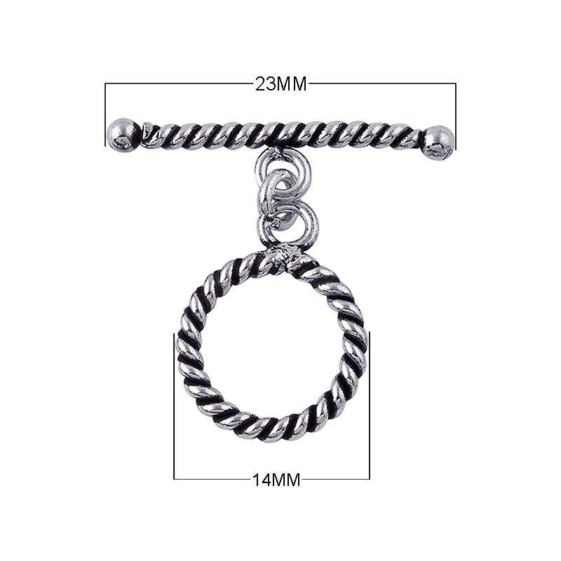 Silver Overlay rope twist toggle clasp – wholesale bulk jewelry findings from Bali for bracelets and necklaces.