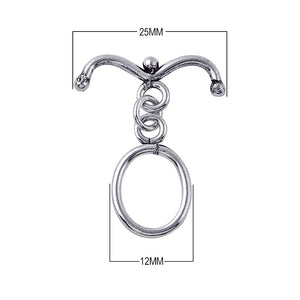 Silver Overlay oval toggle clasp with polished curved bar, wholesale jewelry finding for necklaces and bracelets.