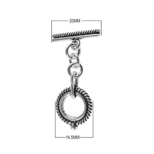 Silver Overlay round rope toggle clasp in bulk, handcrafted in India – durable loop and bar design for jewelry making supplies.